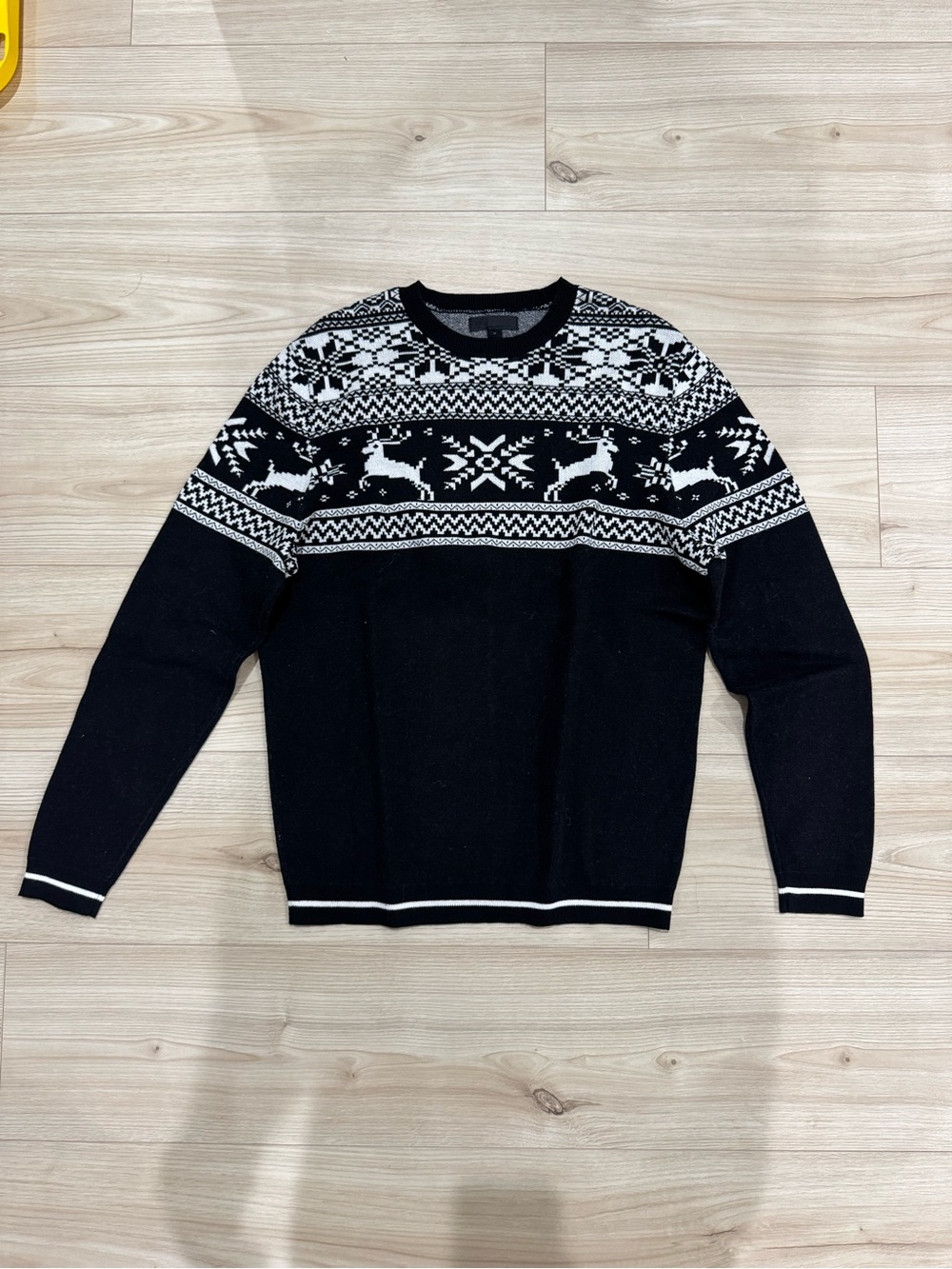 ASOS Black & White Fair Isle Reindeer Crewneck Sweater